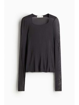 H&M - Women Grey Sheer Silk-Blend Top