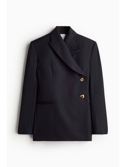 H&M - Women Black Wool-Blend Statement-Button Blazer