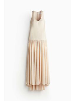 H&M - Women Beige Sheer-Skirt Maxi Dress