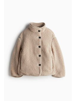 H&M - Women Beige Loose-Fit Teddy Jacket