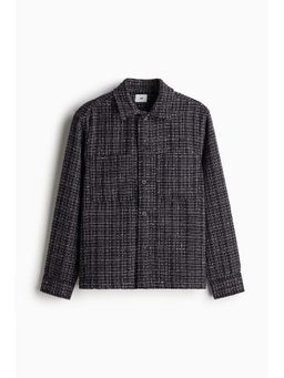 H&M - Men Navy Blue Regular Fit Waffled Overshirt