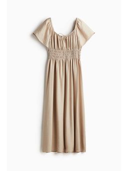 H&M - Women Beige Butterfly-Sleeved Dress
