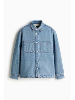 H&M - Men Blue Regular Fit Teddy-Lined Denim Overshirt