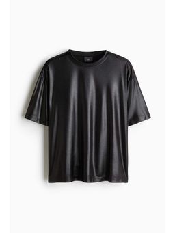 H&M - Men Black Loose Fit Satin T-Shirt
