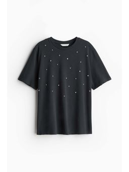 H&M - Women Grey Embellished T-Shirt