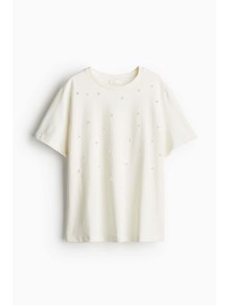 H&M - Women White Embellished T-Shirt