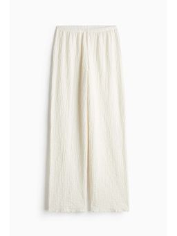 H&M - Women White Wide Crinkled Trouser