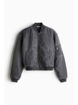 H&M - Men Grey Oversized Fit Washed Bomber Jacket