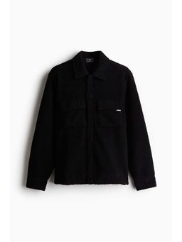 H&M - Men Black Regular Fit Teddy Overshirt