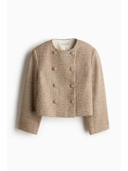 H&M - Women Beige Textured Double-Breasted Jacket