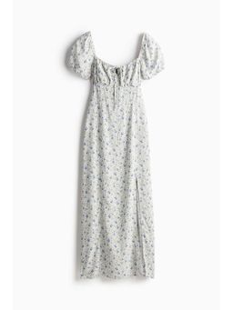 H&M - Women White Puff-Sleeved Flared-Skirt Dress