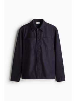 H&M - Men Navy Blue Regular Fit Napped Overshirt