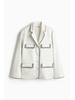 H&M - Women Beige Embellished Satin Blazer