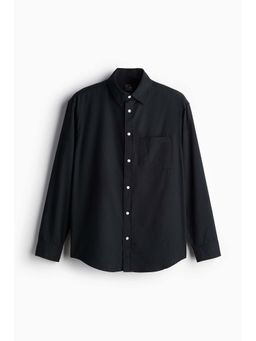 H&M - Men Black Regular Fit Modal-Blend Shirt