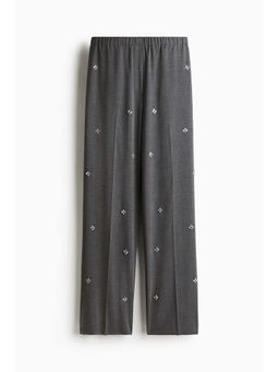 H&M - Women Grey Rhinestone-Embellished Trouser