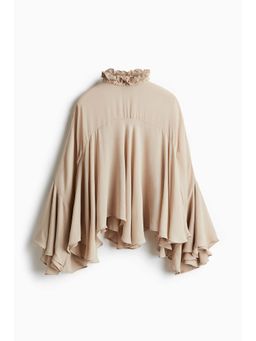 H&M - Women Beige Oversized Flounced Top