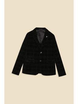 Allen Solly - Boys Black Checks Regular Fit Blazer