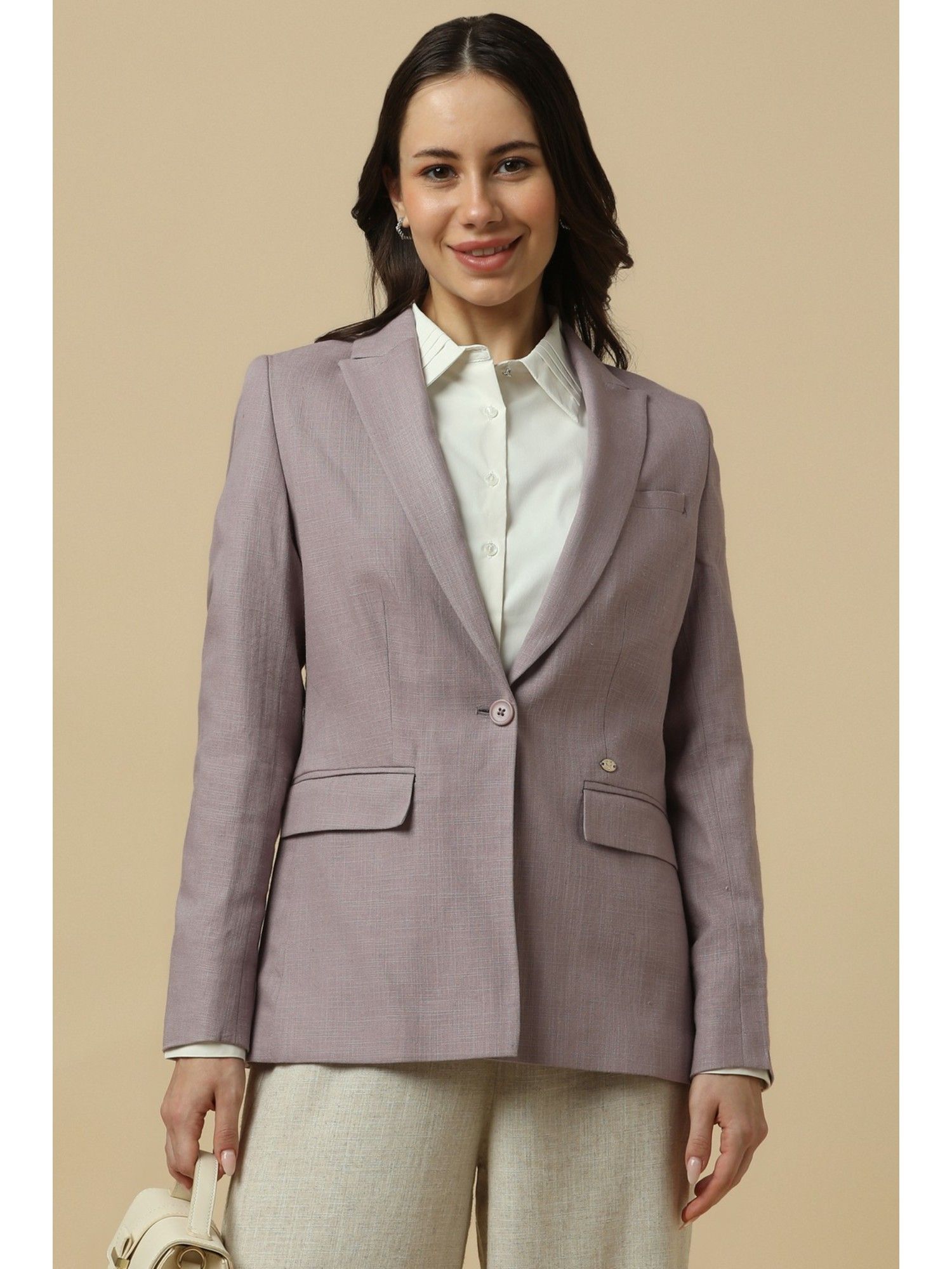 allen solly Women's Lavender Regular Fit Blazer-picture-39