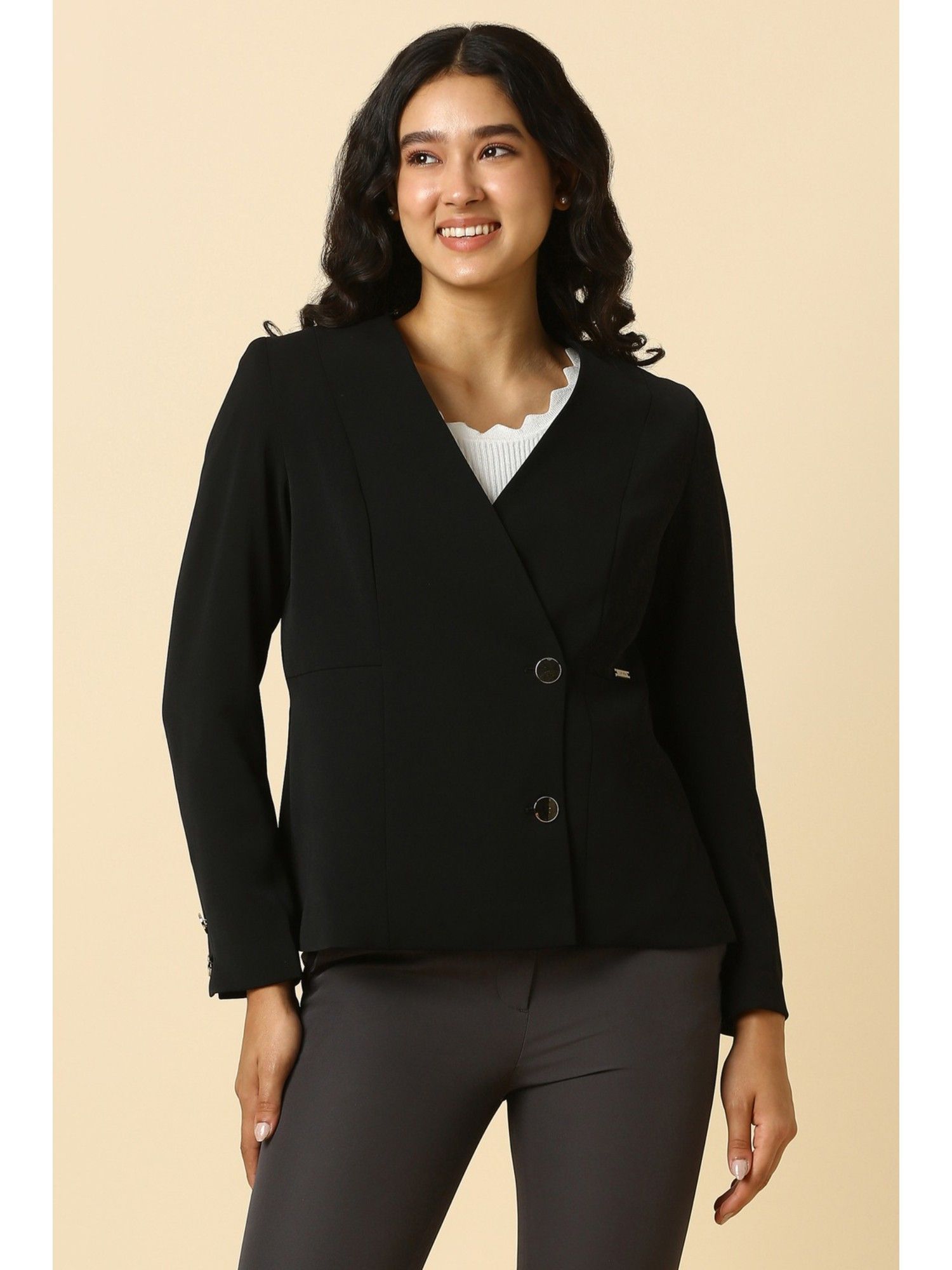 allen solly Women's Black Blazer-picture-18