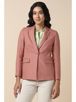 Allen Solly - Women's Pink Stripes Casual Blazer