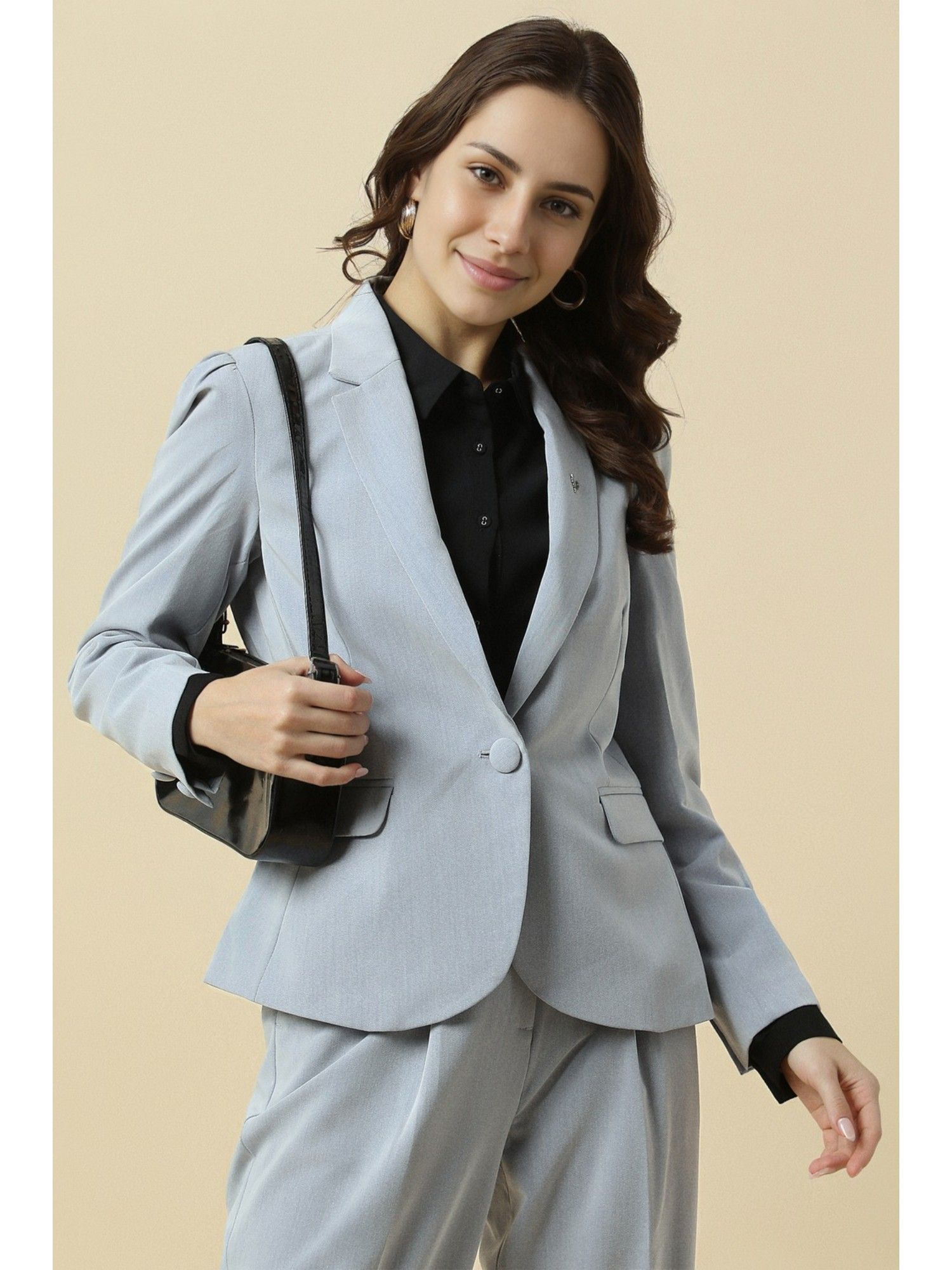 allen solly Women's Grey Regular Fit Blazer-picture-15