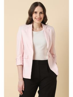 Allen Solly - Women's Pink Solid Casual Blazer
