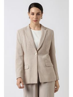 Van Heusen - Women's Beige Checks Blazer