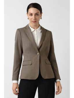 Van Heusen - Women's Brown Checks Blazer
