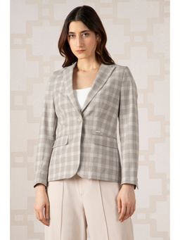 Van Heusen - Women's Beige Checks Blazer