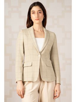 Van Heusen - Women's Beige Checks Blazer
