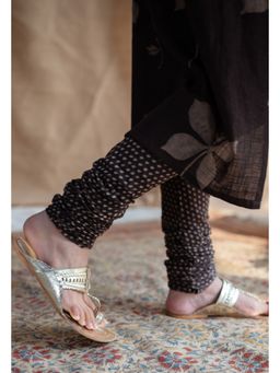 The Indian Ethnic Co. - Charcoal Dabu Slub Cotton Chudidar