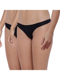BASIICS by La Intimo - Womens Black Spiffy Semiseamless Thongs (Pack of 2)
