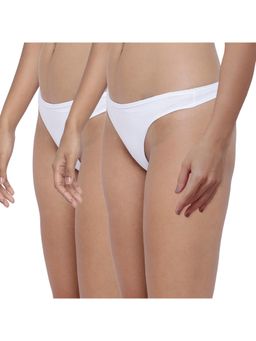 BASIICS by La Intimo - Womens White Spiffy Semi Seamless Thongs (Pack of 2)