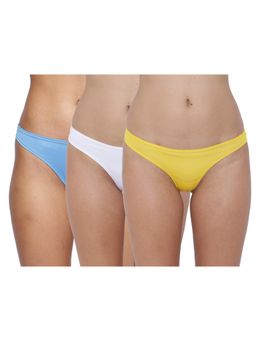 BASIICS by La Intimo - Womens Multi-Color Spiffy Semiseamless Thongs (Pack of 3)