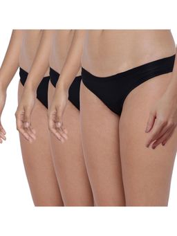 BASIICS by La Intimo - Black Amor Love Semiseamless Bikinis (Pack of 3)