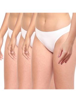 BASIICS by La Intimo - White Glamo Rise High Leg Briefs (Pack of 3)