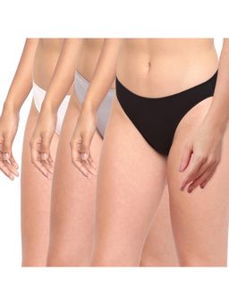 BASIICS by La Intimo - Multi-Color Glamo Rise High Leg Briefs (Pack of 3)