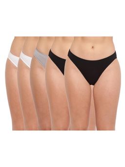 BASIICS by La Intimo - Multi-Color Glamo Rise High Leg Briefs (Pack of 5)