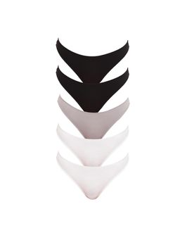 BASIICS by La Intimo - Multi-Color Spank Me Thongs (Pack of 5)