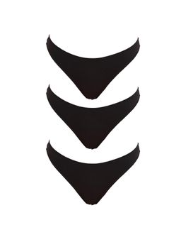 BASIICS by La Intimo - Black Spank Me Thongs (Pack of 3)