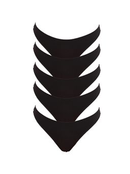 BASIICS by La Intimo - Black Spank Me Thongs (Pack of 5)