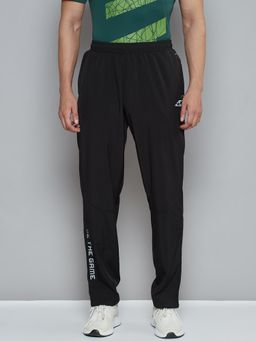 Alcis - Men Black Typography Print Slim Fit Running Track Pants