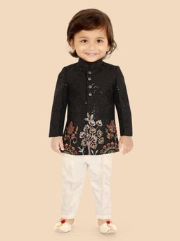 ETHNIKS NEURON - Boys Black Embellished Kurta with Pyjama