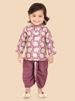 ETHNIKS NEURON - Boys Mauve Printed Kurta with Dhoti