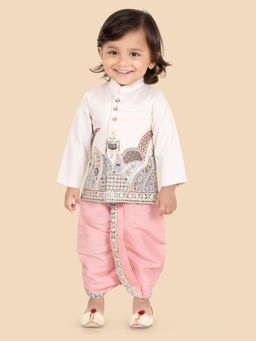 ETHNIKS NEURON - Boys Cream Embroidered Kurta with Dhoti