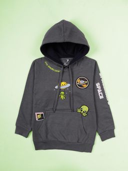KiddoPanti - Boys Grey Graphic Hoodie