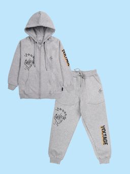 KiddoPanti - Boys Grey Graphic Hoodie and Jogger