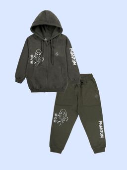 KiddoPanti - Boys Black Graphic Hoodie and Jogger