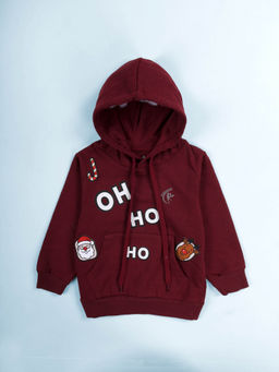 KiddoPanti - Boys Maroon Graphic Hoodie and Jogger