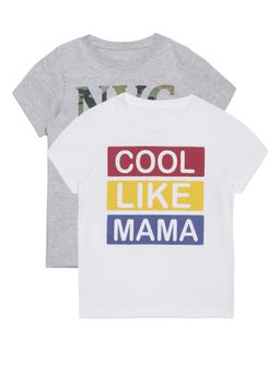 PLUM TREE - Boys Multi-Color Typography Printed T-Shirts (Pack of 2)